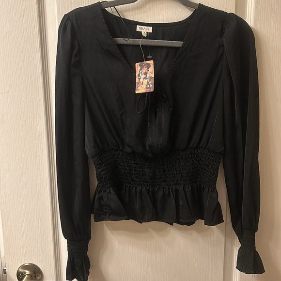WOMANS BLACK SATIN SHIRT - Picture 4 of 7